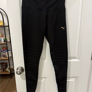 Puma Black Leggings with Gold Accents